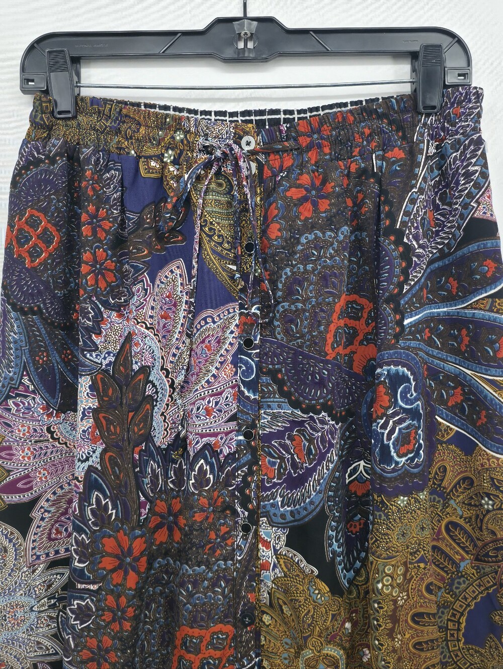 Anthropologie Vanessa Virginia Paisley Maxi Skirt Boho Button Front Slit Medium - Picture 4 of 16